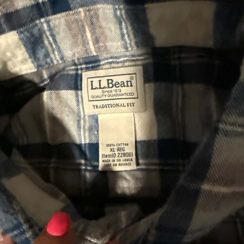LL Bean Traditional Fit Cotton Flannel Button Down Shirt XL Reg